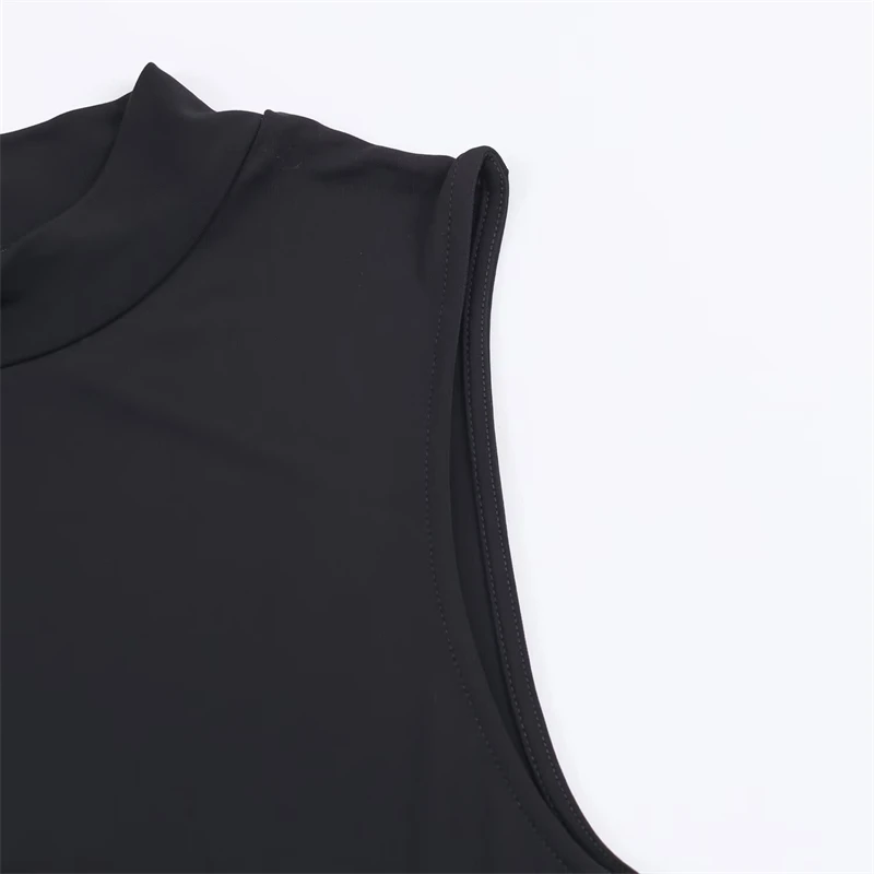 Women's Black Bodycon Maxi Dress - Cutout Design, Mock Neck, Sleeveless, Rhinestone Detail, Stylish Evening Gown