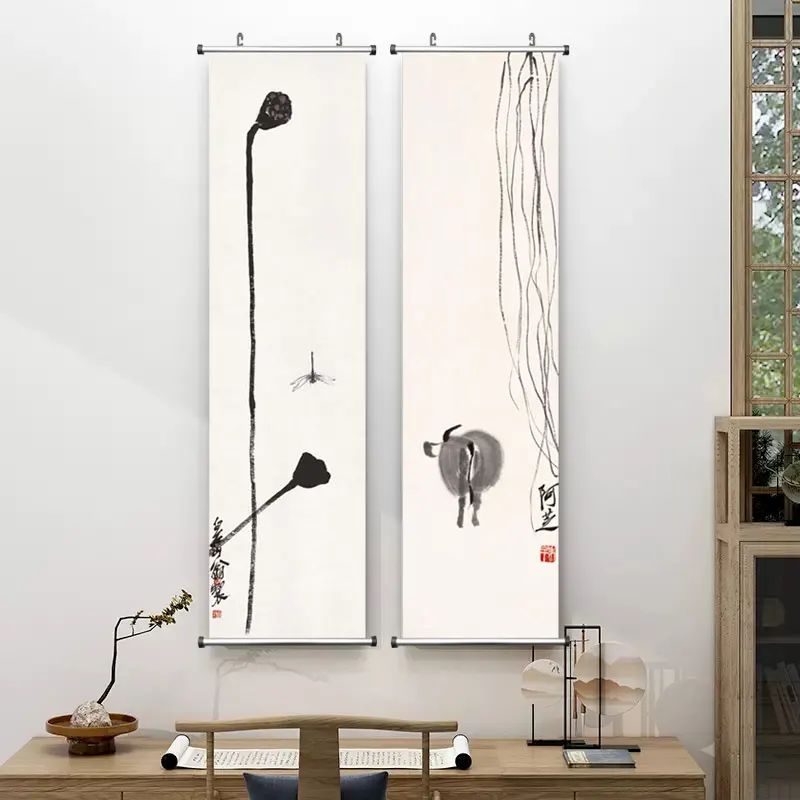 Zen Abstract Traditional Chinese Style Qi Baishi Wall Art Canvas Painting Poster Picture Print For Office Living Room Home Décor