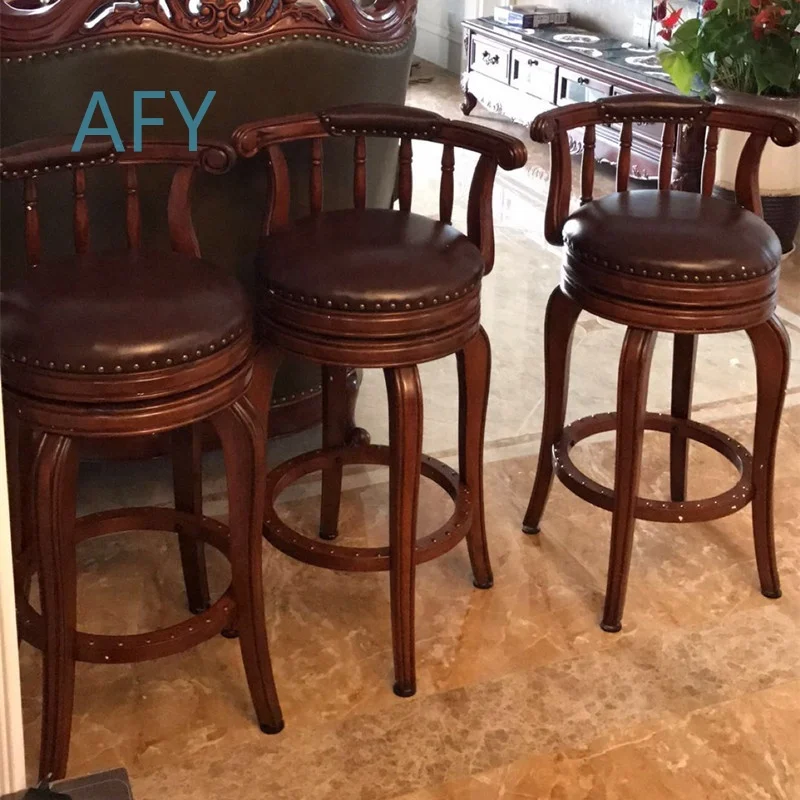 Antique Swivel Bar Chair Stool for Home Bar Kitchen Dining Room Office Use Solid Wood High End Design Wholesale Low Price Hot
