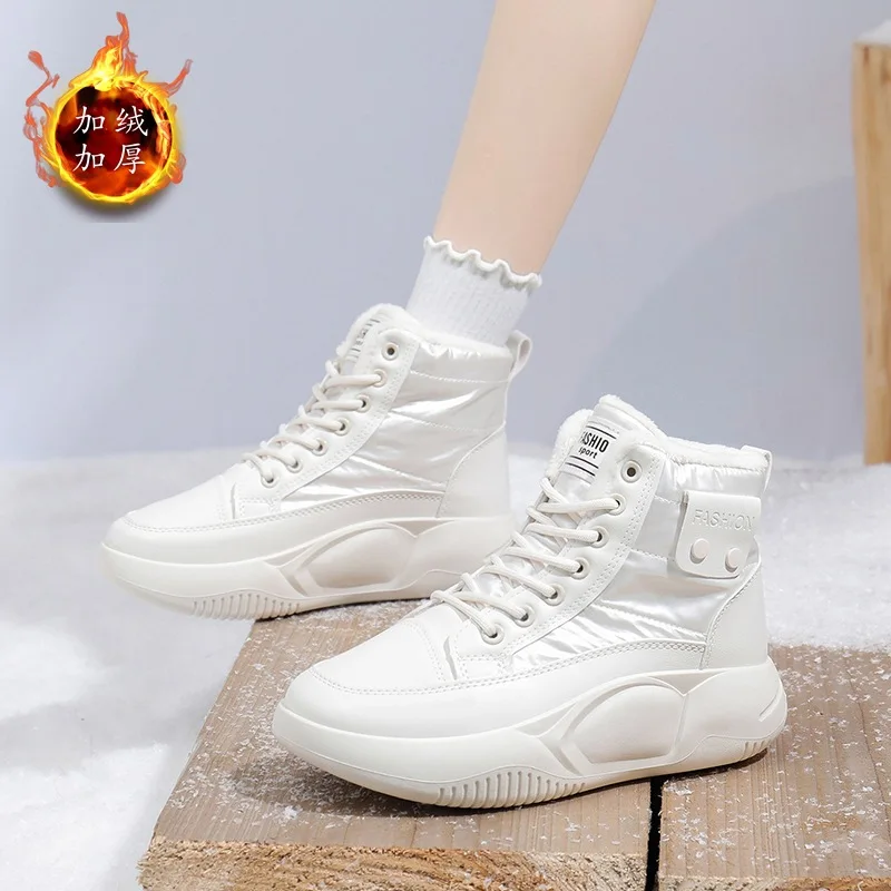 Thick Soled Cotton Boots 2024 Winter New Warm Waterproof Sports Casual Large Cotton Shoes Waterproof Table Fashion Sneakers