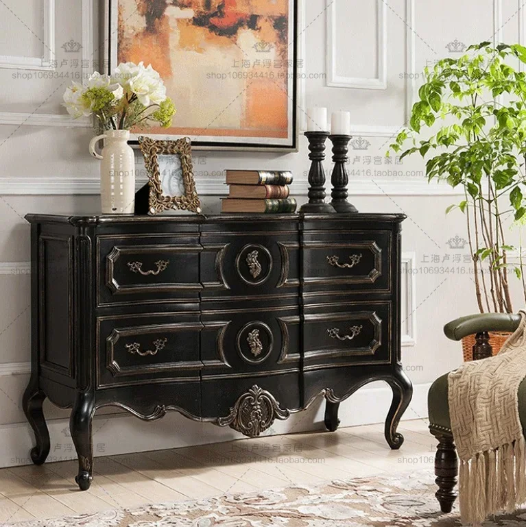 Американский кантри Ретро состаренный входной шкаф из цельного дерева Скандинавский шкафчик для гостиной Перегородка доступного роскошного стиля