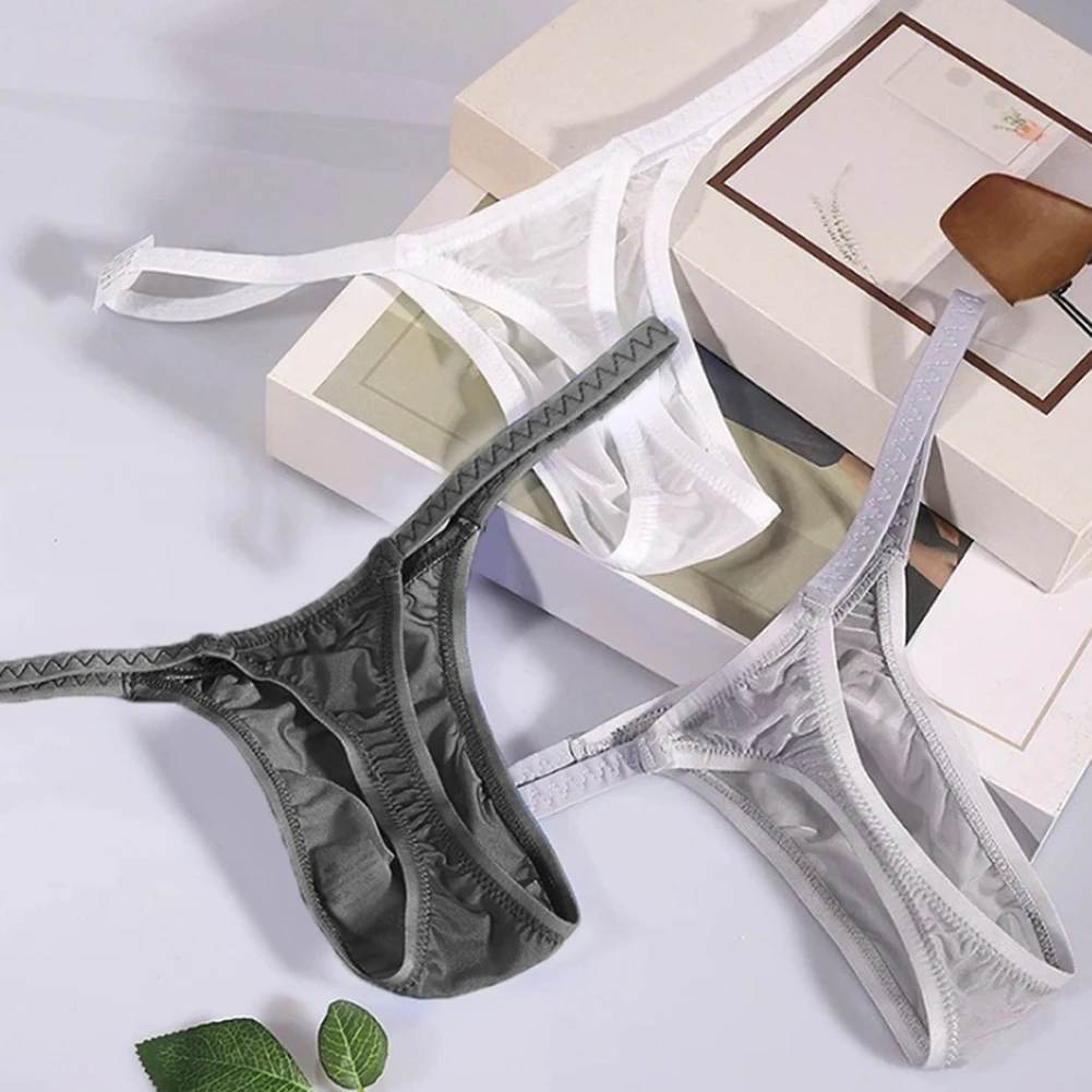 Ultra-thin Lingerie Men G-string See-through Fabric 70 Polyamide 30 Spandex High Elasticity Material G-strings