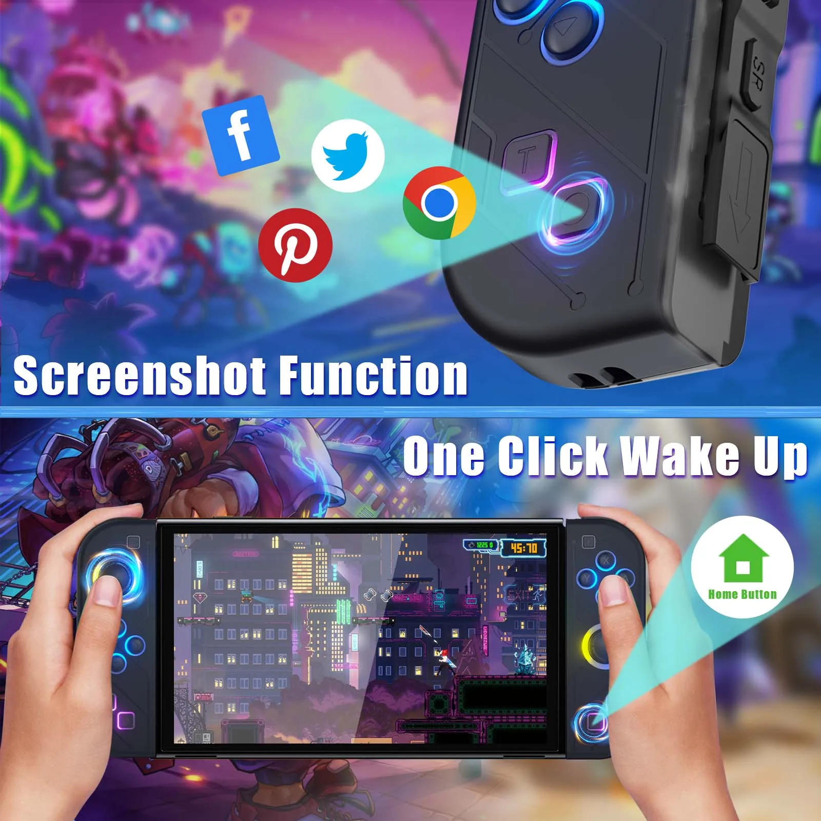 BT 5.2 Switch Joy Controller L/R RGB LED Joypad Gamepad For Nintend Switch/Oled/Lite Joystick with Dual Vibration 6-Axis Wake up