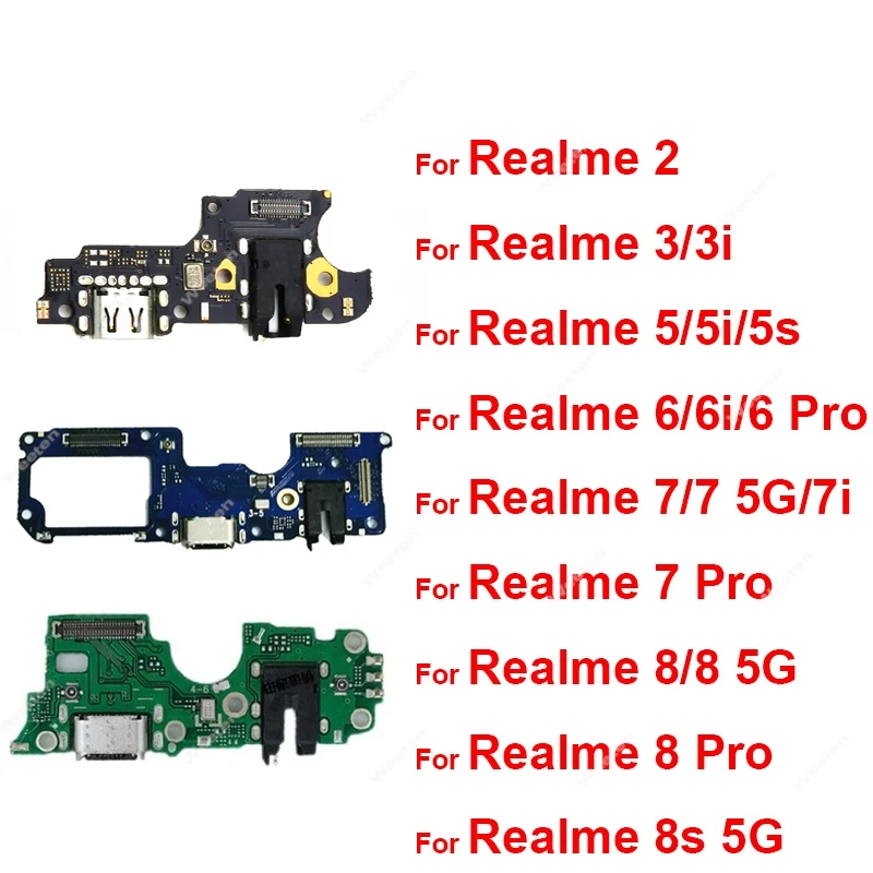 

USB Charging Dock Board For OPPO Realme 8 8S 7 6 5 3 Pro 7i 6i 5i 5S 3i 5G USB Charger Jack Connector Board with Mic Repair Part