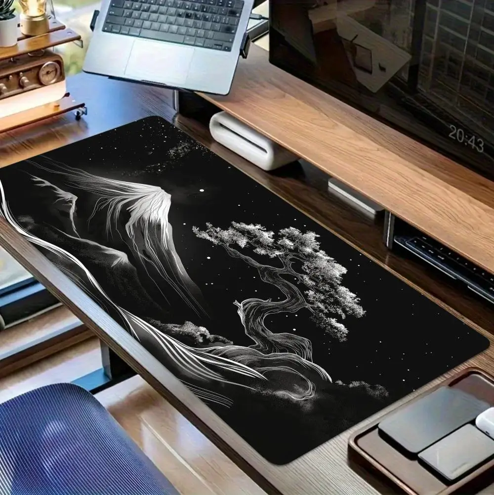 แผ่นรองเมาส์ลายภาพวาดทิวทัศน์ ขนาดใหญ่ สำหรับคอมพิวเตอร์ สำนักงาน เล่นเกม แผ่นรองโต๊ะ XXL ยางกันลื่น ขอบเย็บ แผ่นรองคีย์บอร์ด แผ่นรองโต๊ะยาว