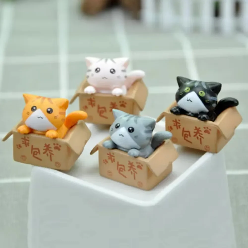 Home Decor Kawaii Mini Cat Ornament Garden kitten statue Gift For Kids Children Baby Room Decoration Toy Miniature Figurines