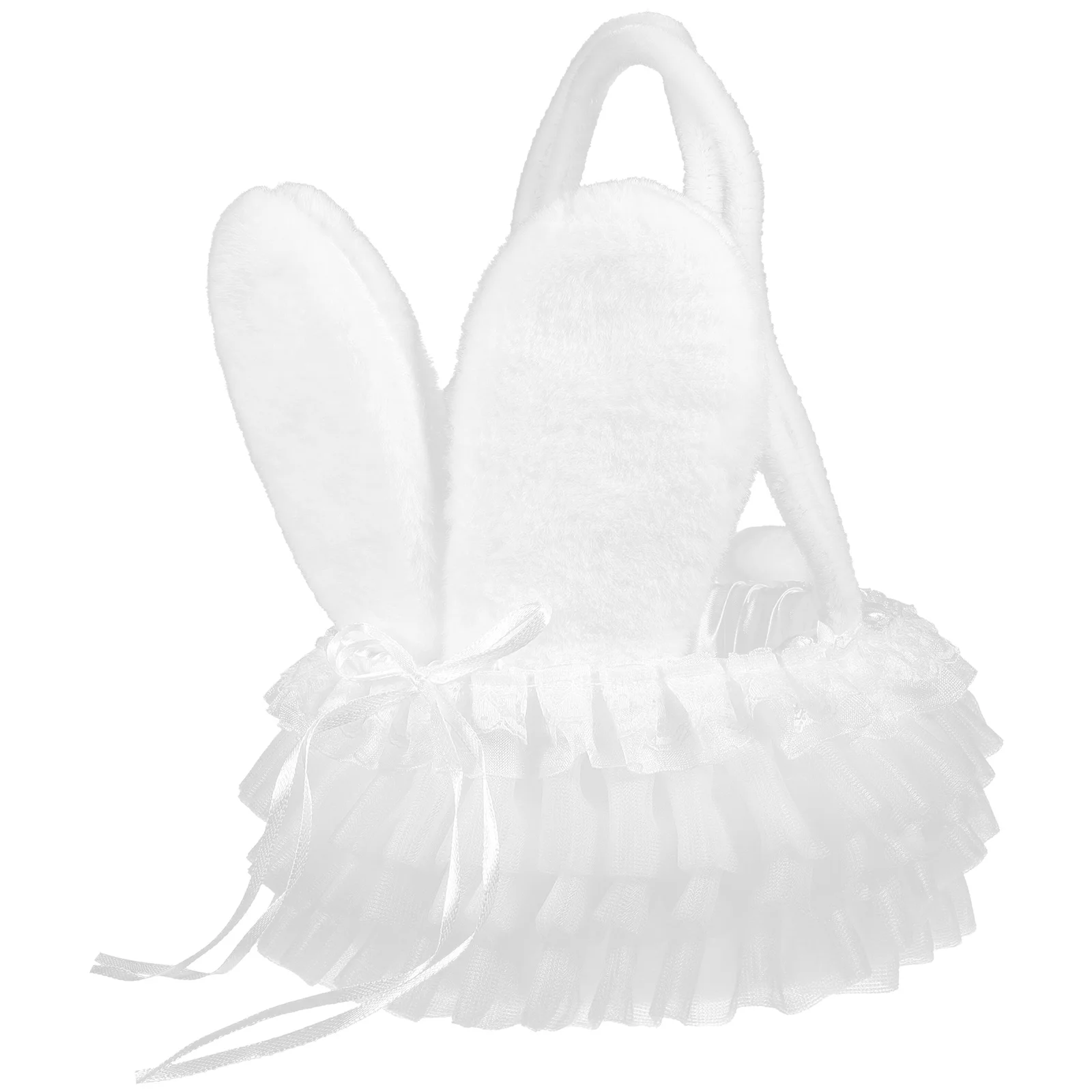 

Bunny Ear Small Basket With Handle Wedding Flower Basket For Easter Party Graduation Ceremonies Portable White Gold