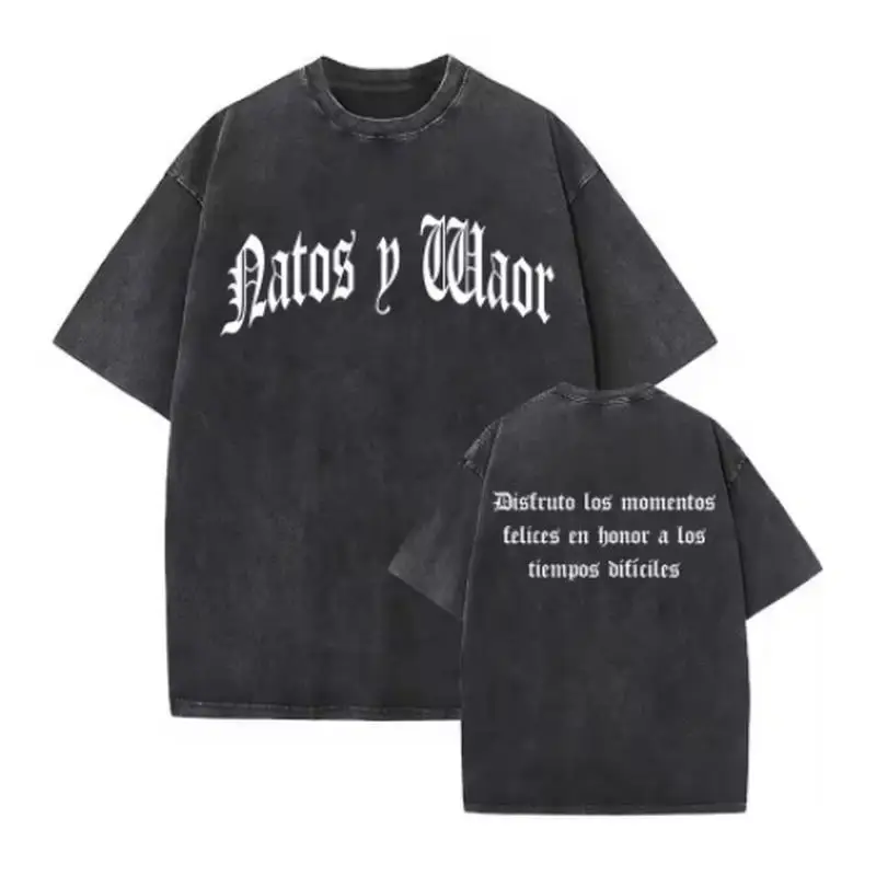 Rapper NATOS WAOR Vintage Washed T Shirt Men Women Summer Letter Print High Quality T-shirts Fashion Cotton Short Sleeve T-shirt