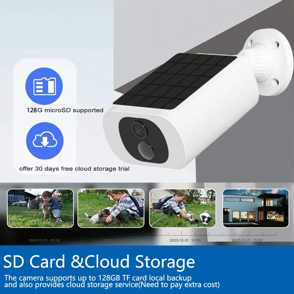 Outdoor 5MP TUYA SmartLife Solar Power Wireless 4G SIM Card Remote Access Control Video Pir Detection Home WiFi Solar CCTV Camer