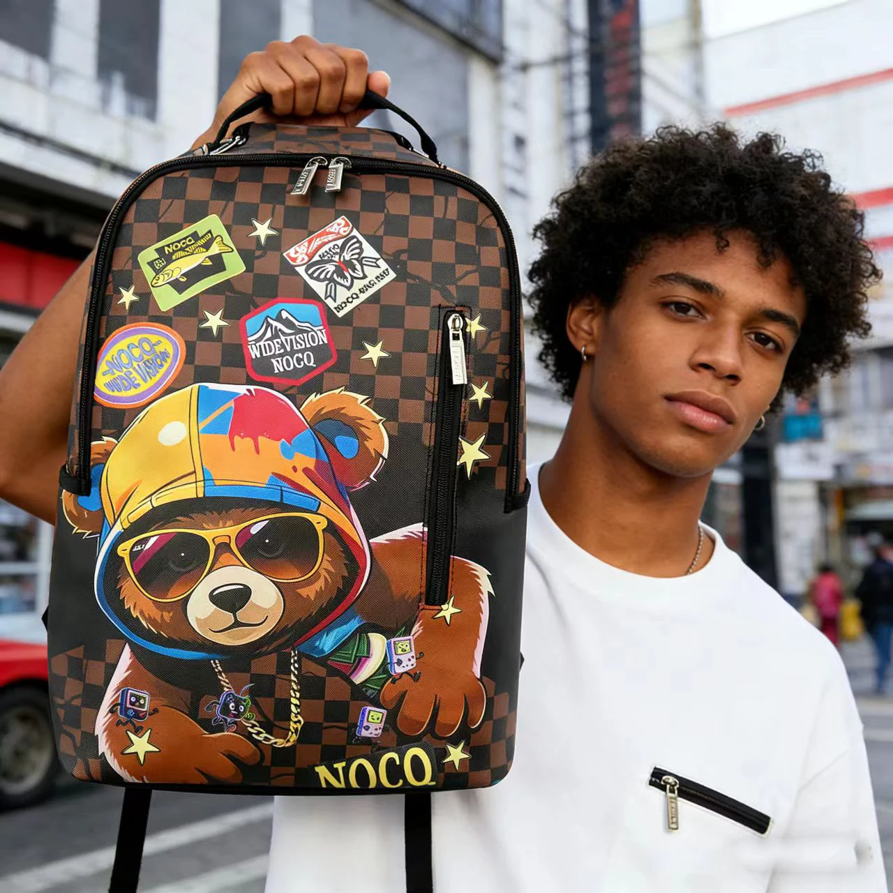 A Hip-Hop Street-Style Backpack with Spray-Painted Ground-Pattern Design, This Is a New Trendy Lightweight Printed Backpack, Also a Fashionable Outdoor Commuter Bag, Large-Capacity Travel Bag, Multifunctional Storage Backpack, with Adjustable Shoulder Straps, Suitable for Teenagers, Back-To-School Season, the Best Valentine's Day Gift, a Gift for Friends or to Give Away, a Gift for Men, an Interesting Gift
