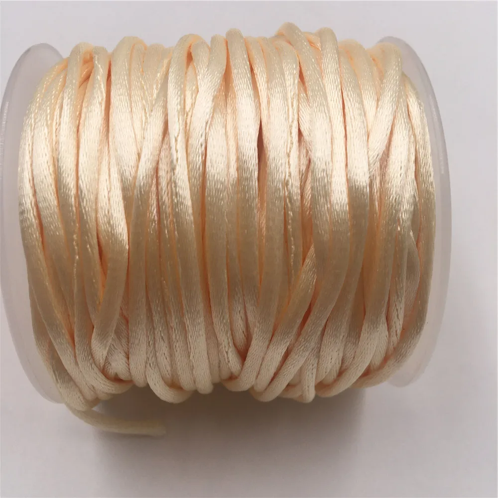 

2mm Cream Rattail Satin Cord Thread Chinese Knot Macrame Bracelet Braided String DIY Tassels Beading Thread 10-225meters