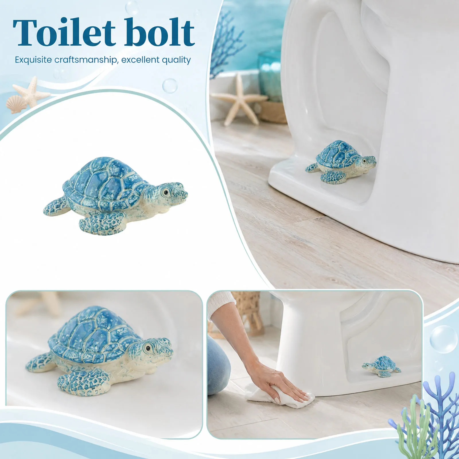 2Pcs Turtle Toilet Bolt Covers Resin Replacement Statues Ornament Parts Sea