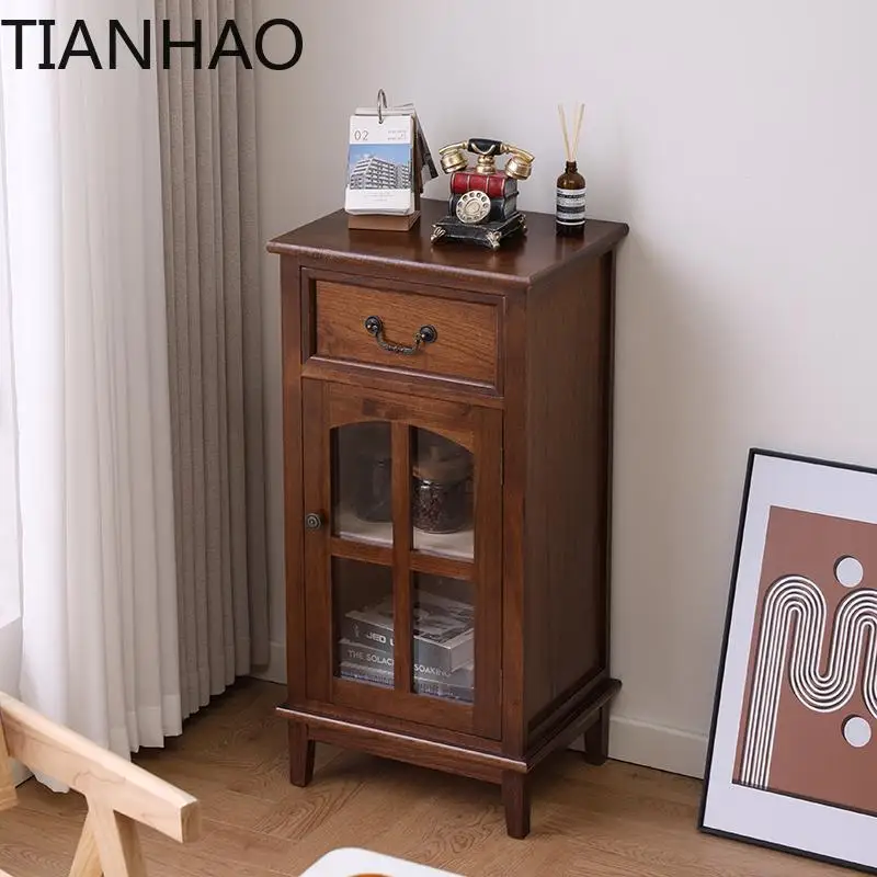 Vintage 5-Drawer Solid Wood Chest: Waterproof Entryway Storage Cabinet Multi-Functional Wine Bar Console for Bedroom/Living Room