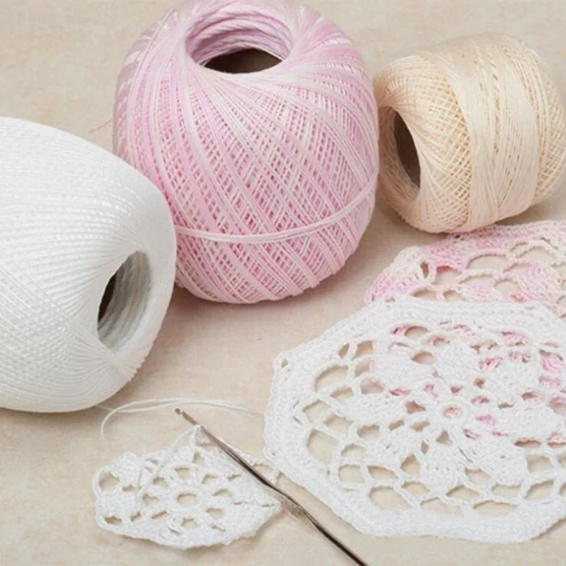 50g /roll 0.8mm Pearl Lace Thread Pure Cotton Crochet Summer Handmade DIY Thread Knitted Machine Woven Sewing Accessories Wool