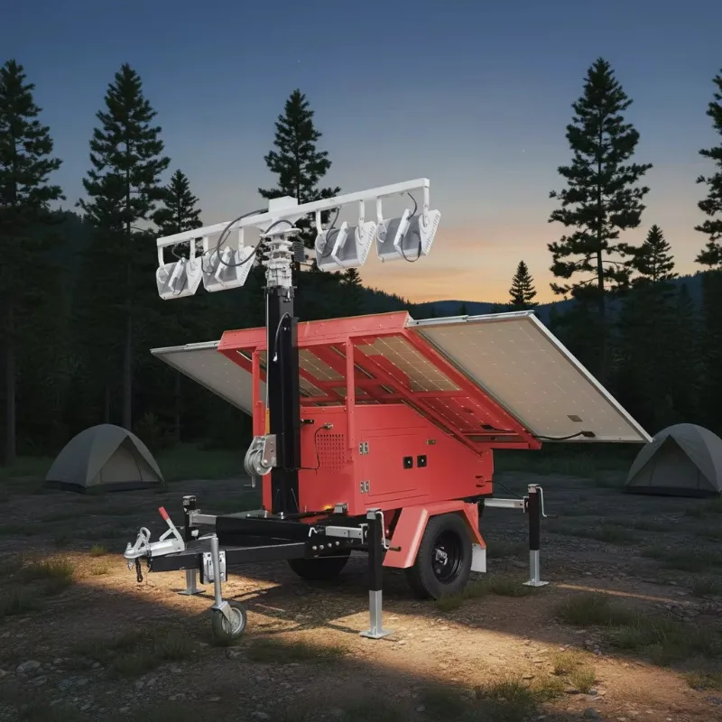 Customized Portable Lighthouse Trailer-Mounted Solar-Powered Lighthouse LED Mobile Lamp with Photovoltaic Energy Storage