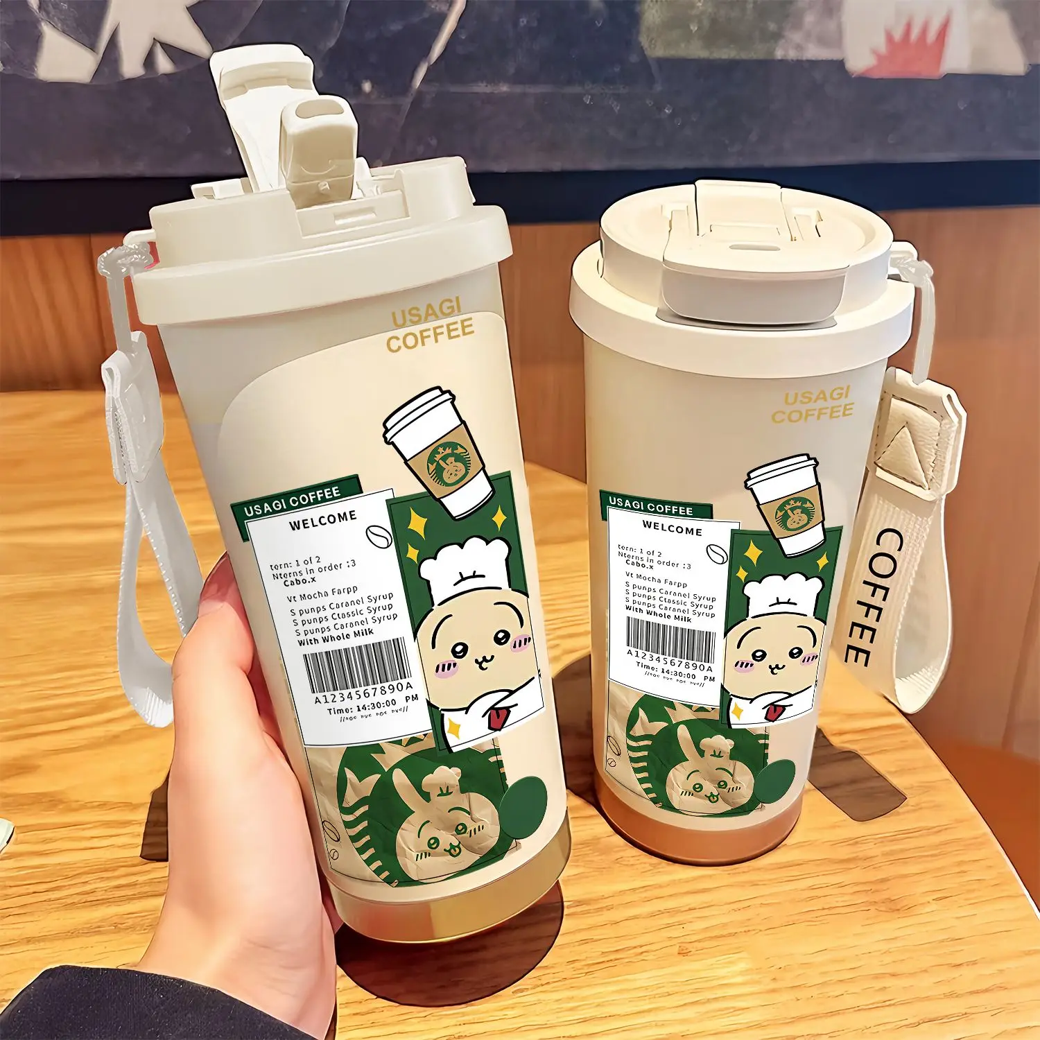 520ml Anime Kawaii Chikawa Usagi Thermos Cup Large Capacity Stainless Steel Water Cup New Cartoon Office Portable Coffee Cup