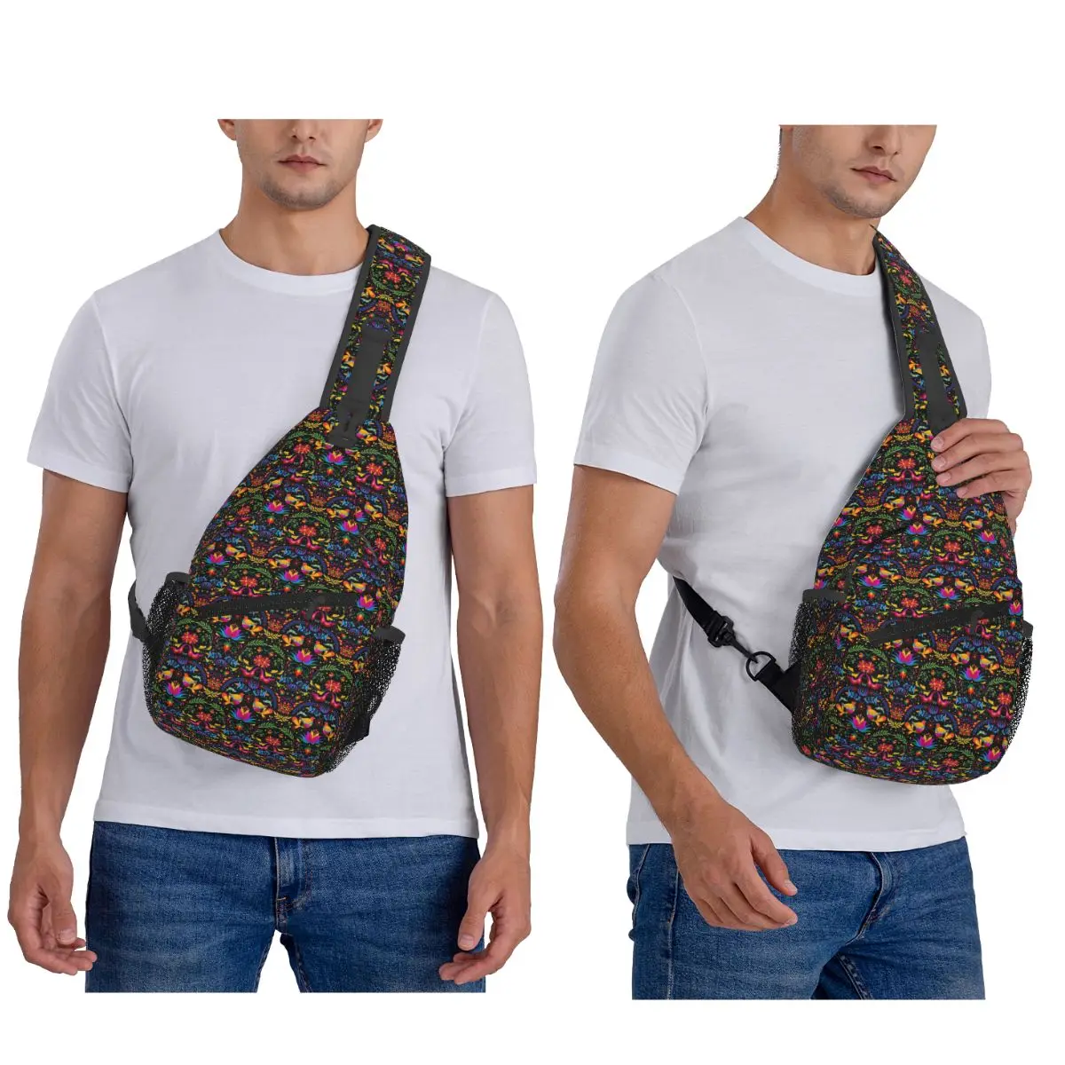 المكسيكي الزهور والطيور حقيبة الصدر الرجال حبال Crossbody على ظهره حقيبة الصدر السفر المشي لمسافات طويلة Daypack حقيبة الكتف