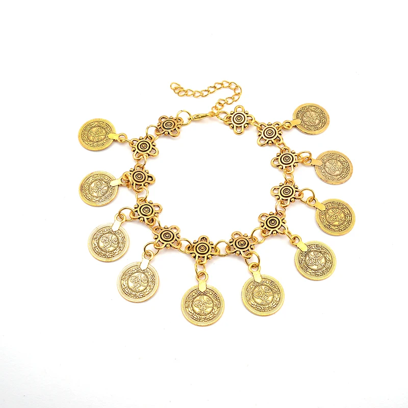 Vintage ethnische übertriebene Münze Anhänger Armbänder für Frauen Boho Silber Farbe geschnitzte geometrische indische Armbänder Jhumka Schmuck – Detail 17