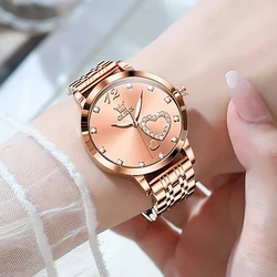 2024 New OLEVS Quartz Watches for Women Luxury Rose Gold Stainless Steel Wrist Watches Fashion Ladies Watch Clock Montre Femme