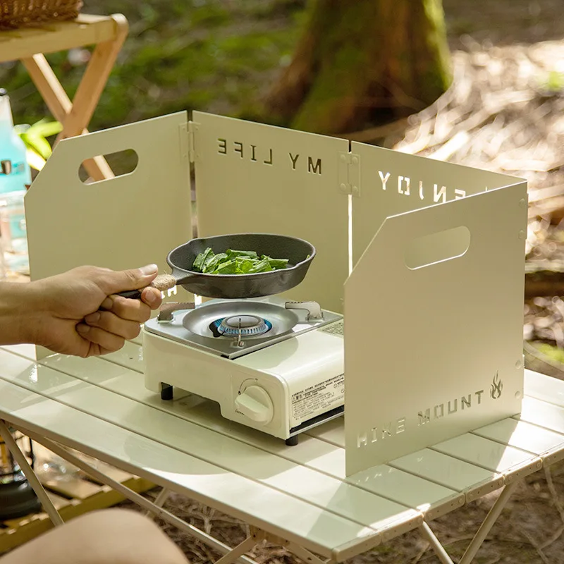 

Outdoor Iron Wind Shield Thickened Foldable Portable Large Heat-Gathering Board Cassette Stove Camping Model SM-DFB002