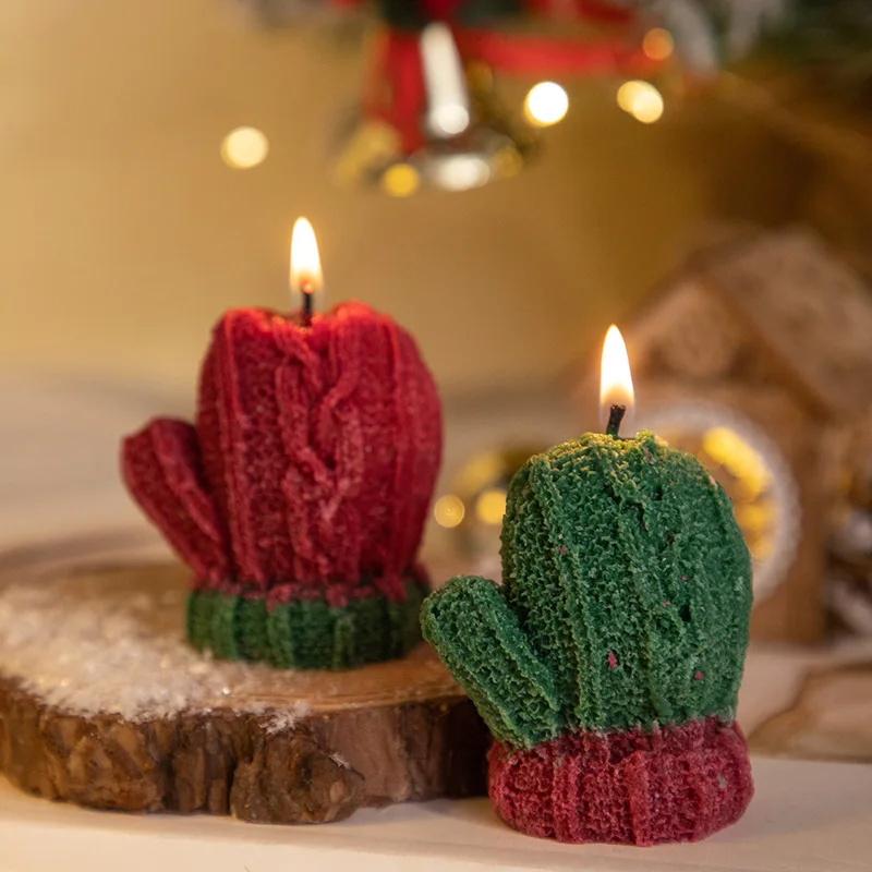 1pc luvas de natal vela artesanal perfumada aromaterapia vela de cera de soja festa de casamento ano novo navidad decoração para casa