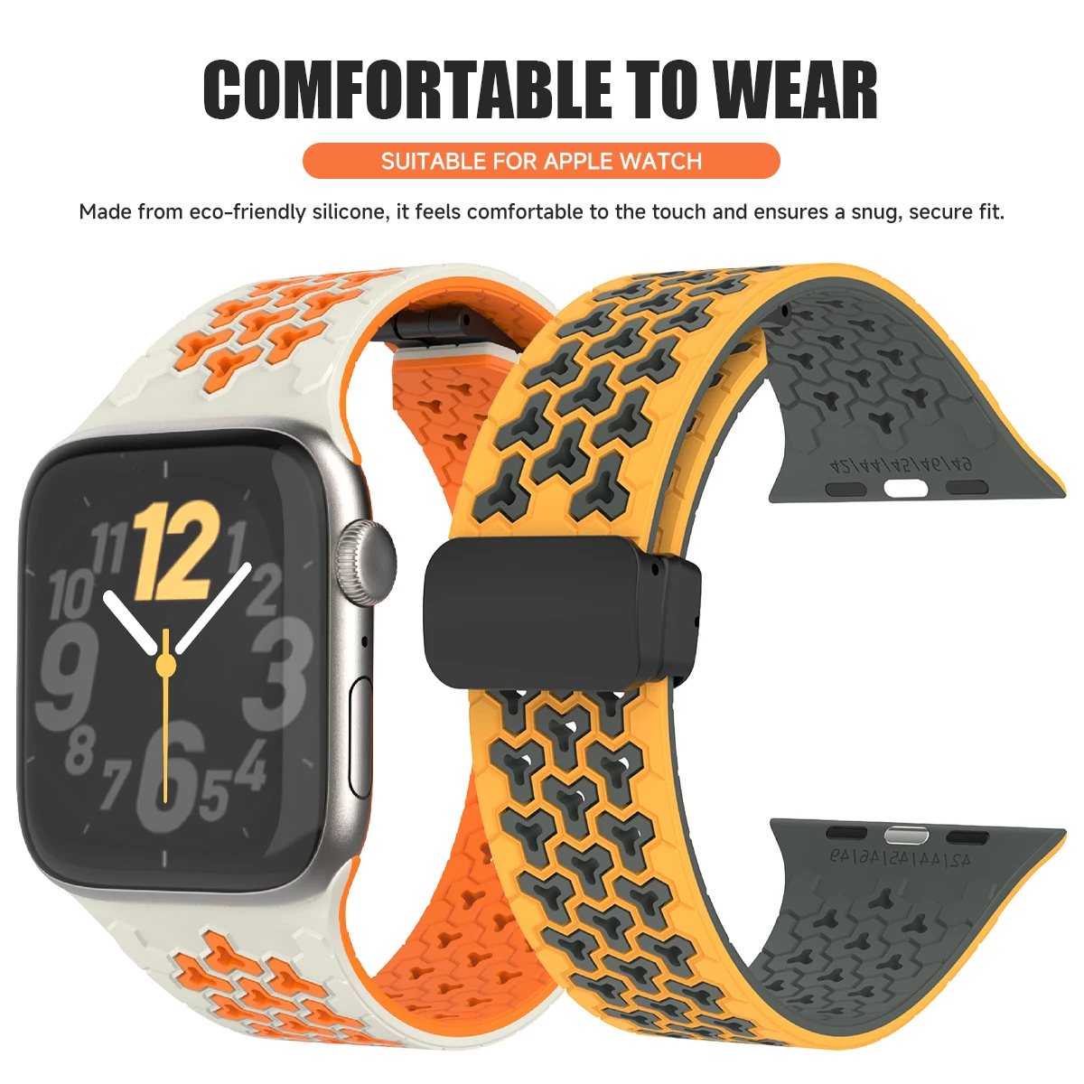 Two-tones Silicone Strap for Apple Watch Band 49mm 46 45 44 42mm Magnetic Bracelet Correa for IWatch Ultra3/2 11 10 9 8 SE 7 6 5