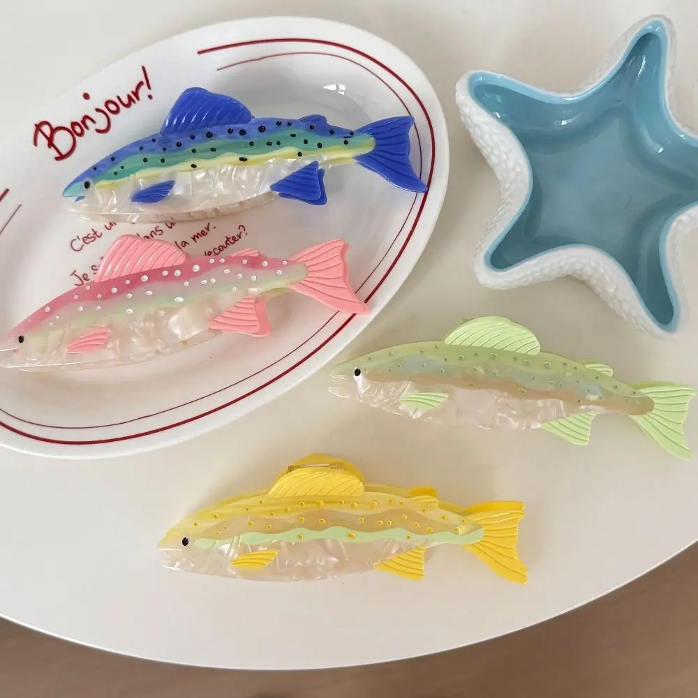 

Милая заколка-краб для волос в виде морской рыбы, красочная, из ацетата, с морскими животными, большая, геометрическая, для отпуска