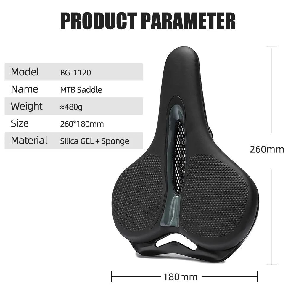 ThinkRider MTB Bike Saddle Breathable Big Butt Cushion Leather Surface Seat Mountain Bicycle Shock Absorbing Hollow Cushion