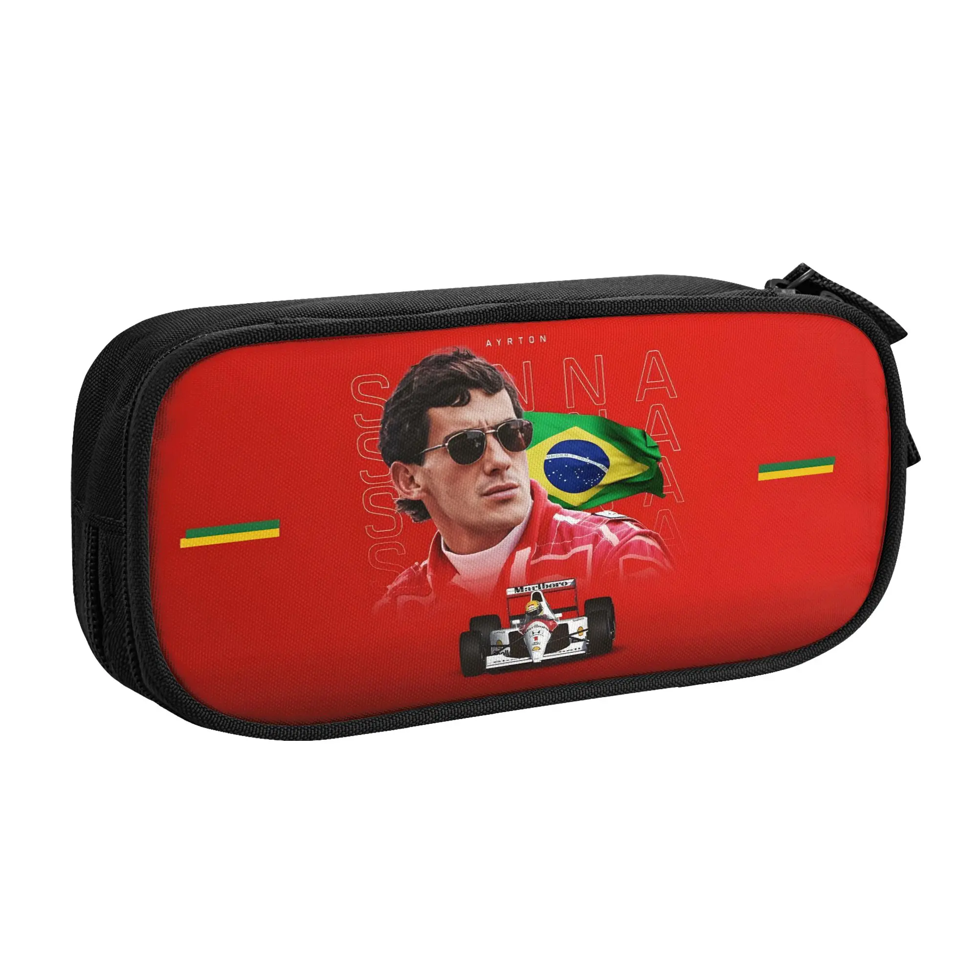 A-Ayrtons Cute Brazilian S-Sennas Racing  Pencil Cases for Girls Boys  Large Capacity Pen Bag Box School Accessories