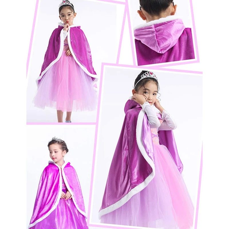 Christmas Children Warm Cloak Girls Princess Hooded Cape Kids Winter Wear Kids Xmas Costume Outfit Party Wear Cosplay