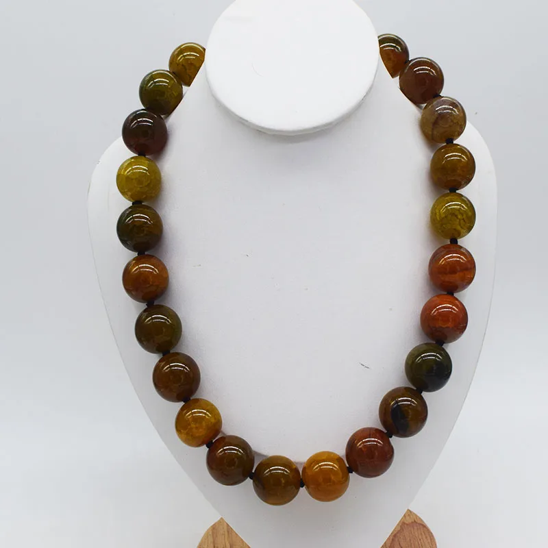 

BROWN agate paring round 12/14/16/18/20mm necklace wholesale beads 48cm FPPJ