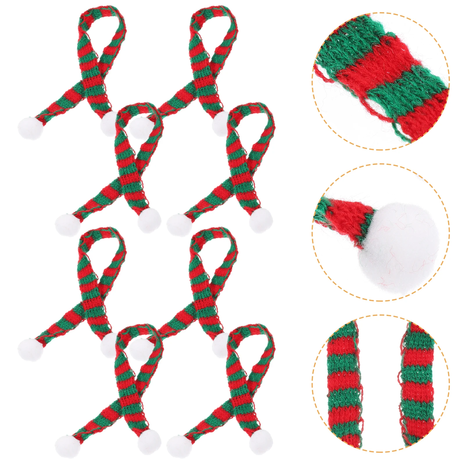

10pcs 23Cm Christmas Mini Knitted Scarves Red Green Decorative Bottle Neckers Clothes Hairball Accessories Party Props