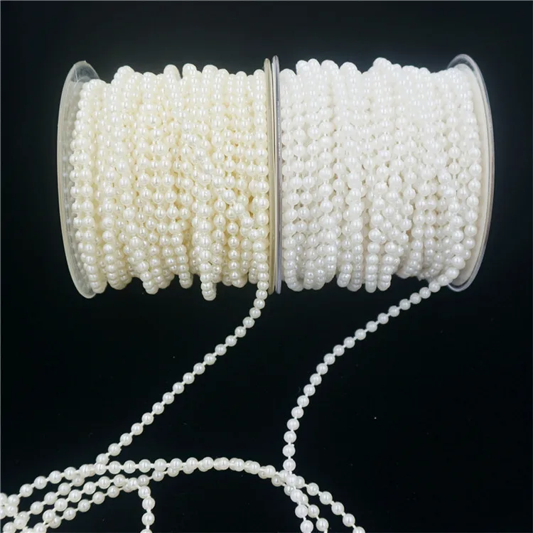 4MM Round Plastic pearls Chains ribbon elegant DIY favor for Mother's day wedding princess queens Birthday gift home Party decor