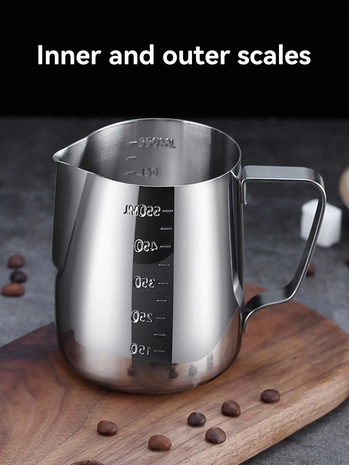 WORTHBUY Milk Frothing Jug Espresso Coffee Cup With Scale Thickened Stainless Steel Milk Pitcher For Latte Art Coffee Accessorie