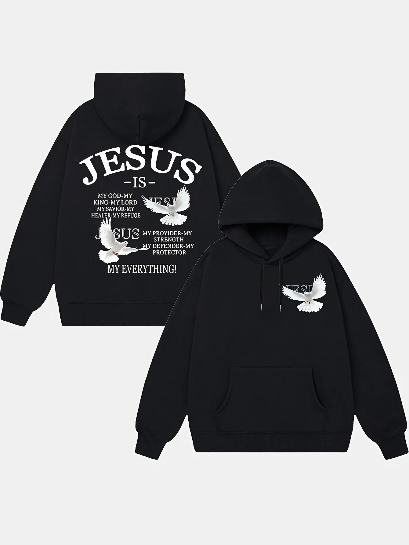 

2025 Autumn and Winter Men's Inspirational Print Hoodie Casual Black Long High-end Luxury Is for Both Men and Women Top Y2k