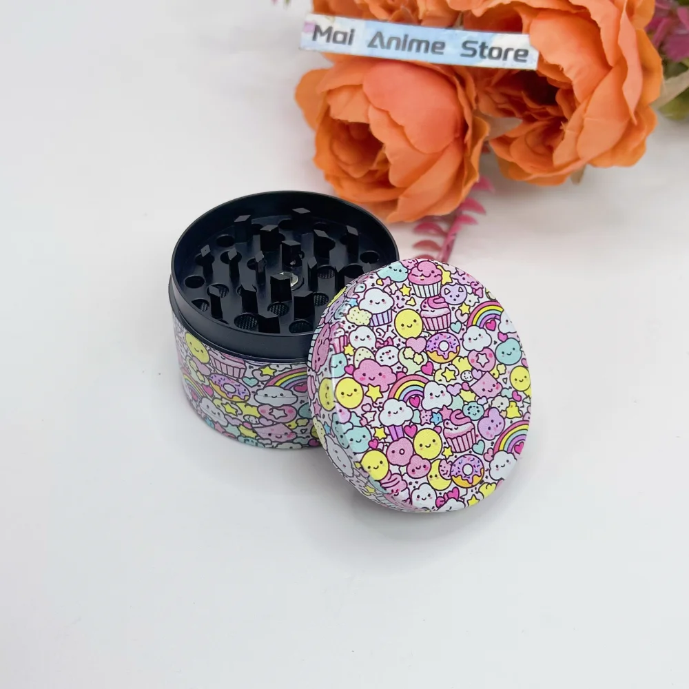 2inch Cartoon Herb Grinder Metal Mill Spice Manual Tobacco Grass Grinder Salt Pepper Smoke Cigarette 4-layer Pestle Mortar Tool