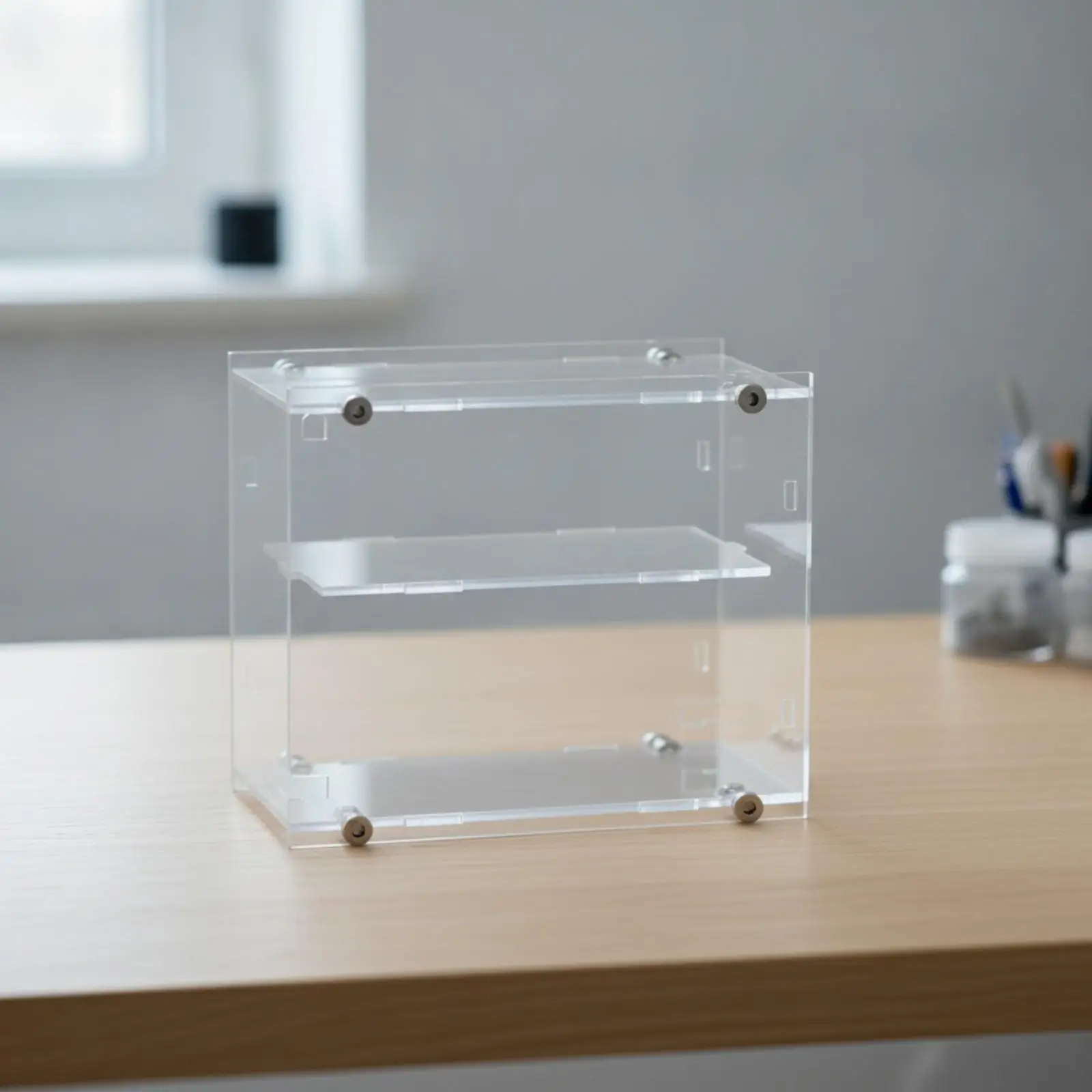 Two-Level Acrylic Display Case Transparent 1:64 Die-Cast Car Display Case Clear