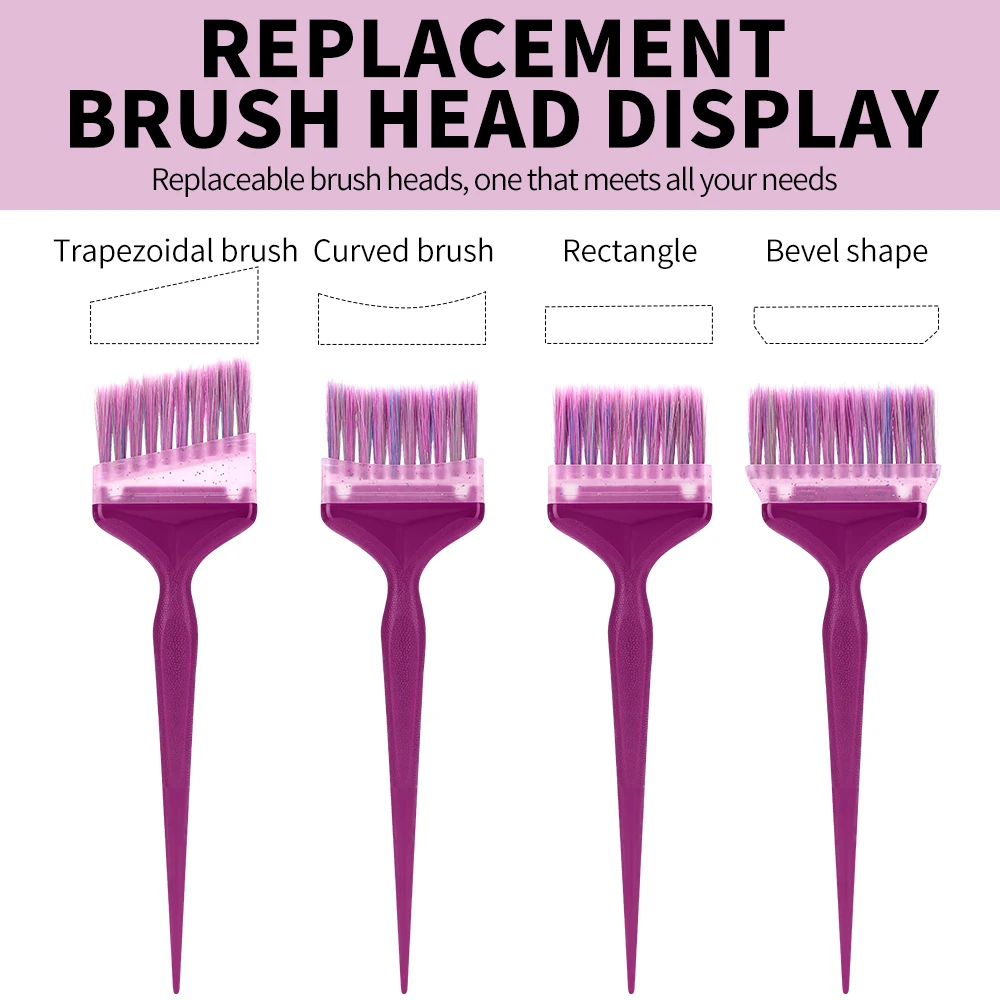 4 ประเภทย้อมผมทําความสะอาดง่ายทนทาน 8 ชิ้นหัวแปรงถอดเปลี่ยนได้ Salon & Home Hairdressing Tinting Coloring เครื่องมือชุดอุปกรณ์เสริม