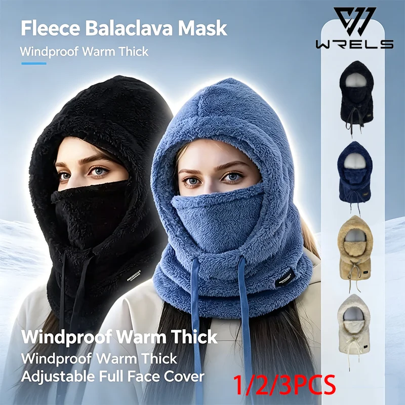 1/2/3PCS Winter Windproof Thick Neck Gaiter Fleece Balaclava Cold Weather Full Face Mask Snowboard Ski Outdoor Headwears