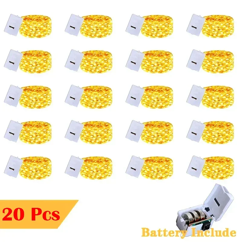 20 pacote luzes de fadas da corda 30led 3m fio cobre prata alimentado por bateria decorações luzes para festa casamento decoração natal
