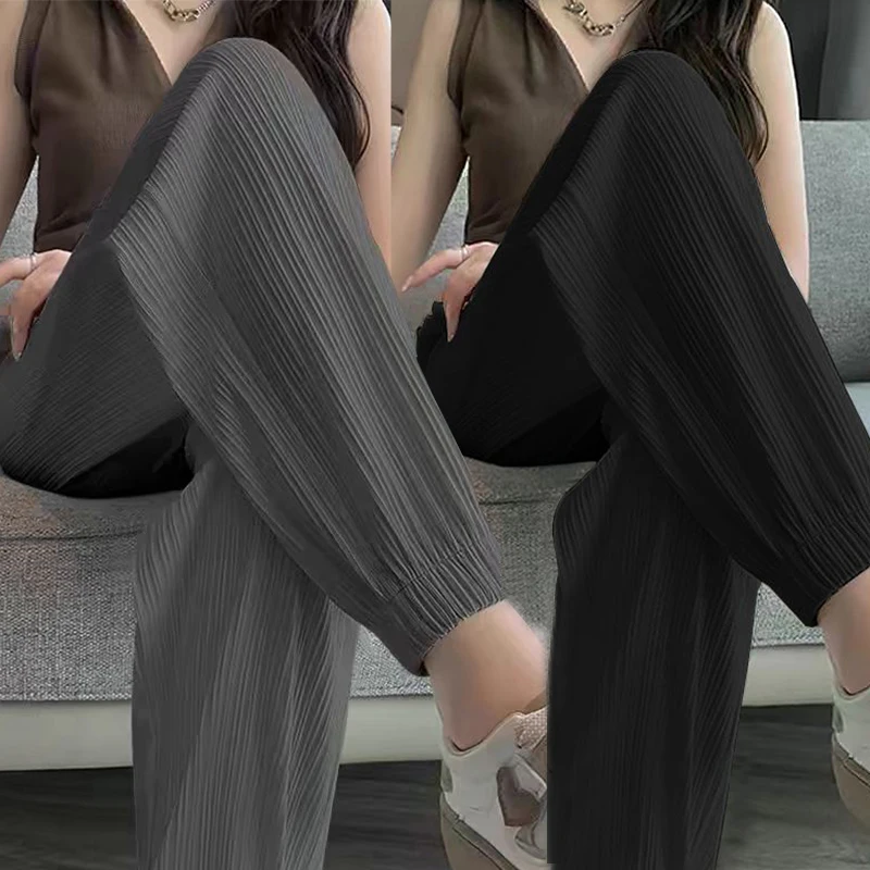 عارضة الشارع الحلو الخريف أساسيات جديدة السراويل الحرير الجليد فانوس السراويل بلون مرونة المرأة السراويل الرياضية والسراويل الكاحل