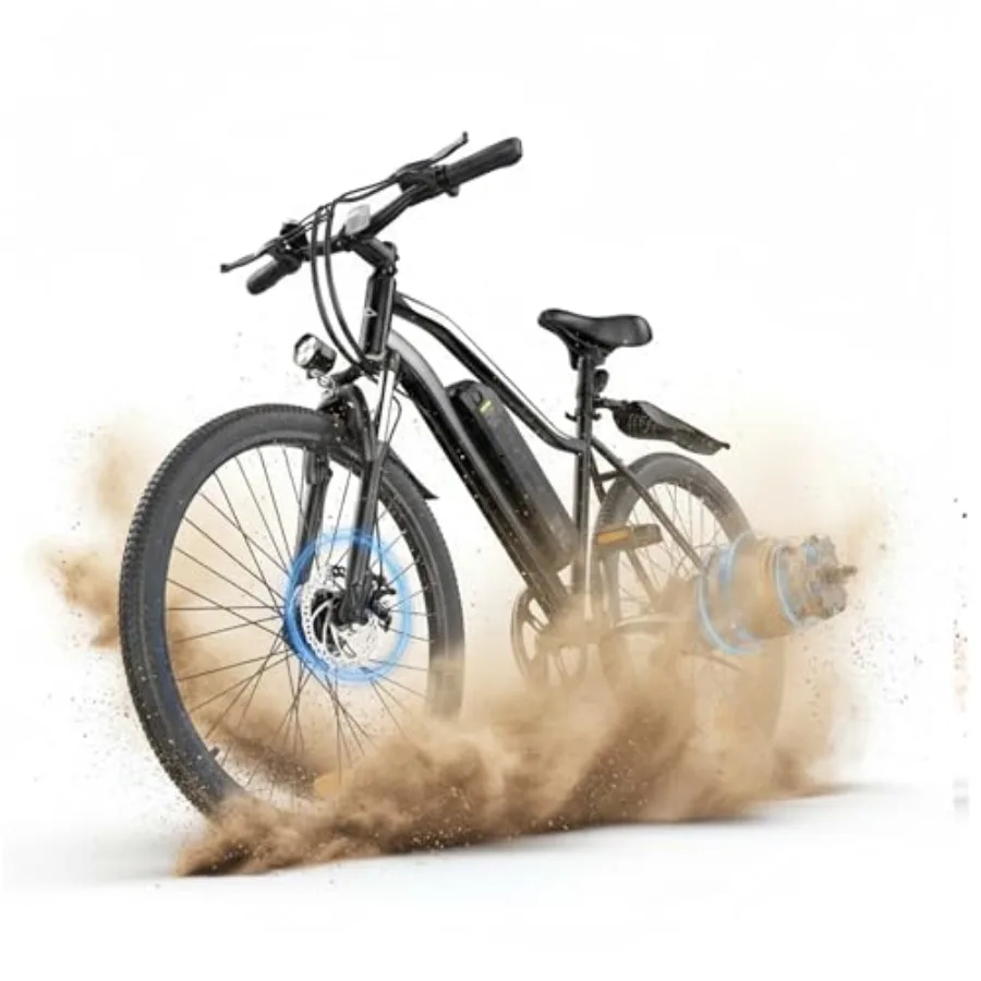 

Electric Bike for Commuting and Mountain Road Use, Aluminum Alloy Frame, Black, 1500W Peak Motor, 55-Mile Range, 20MPH Speed, 2