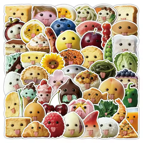55Pcs Abstract food graffiti sticker funny fruit and vegetable decoration notebook waterproof hand pad sticker