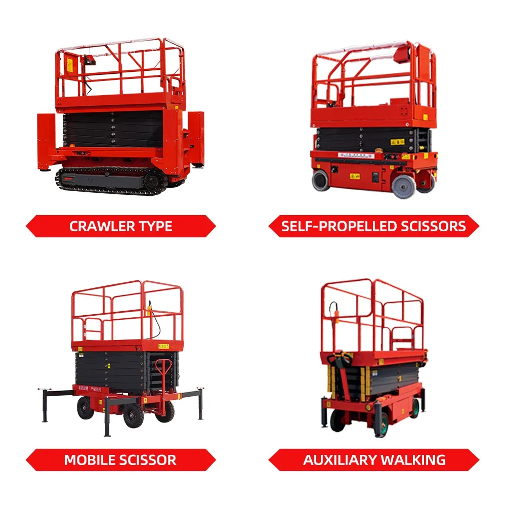 6m 8m 10m 12m Scissor Lift แบบพกพา Scissor Lift ลิฟท์ Movable Hydraulic Aerial Lifting Platform