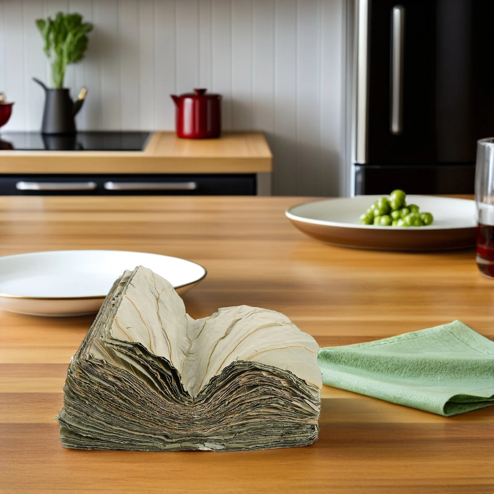 

100Pcs Square Dried Lotus Leaf Sheets Natural Food Wrap Sushi Plate Liner Buffet Platter Liner Steaming Decor