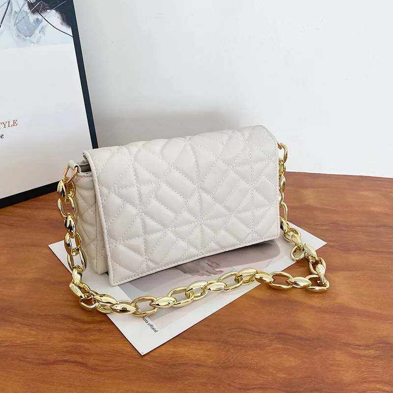 Diamond Lattice PU Leather Shoulder Bags For Women Luxury Thick Chain Hand bag Female Fashion Purses and Handbags 2026 Trended