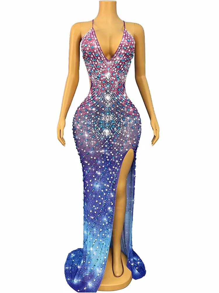 Hochwertiges, heißprägenes, sexy Straps-V-Ausschnitt, rückenfreies Kleid, 2025, neue Mode, individuelle Damenbekleidung