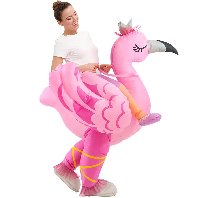 

New Flamingo Inflatable Costume Adult Kids Funny Animals Inflatable Suit for Halloween Carnival Fancy Cosplay Dress Suits