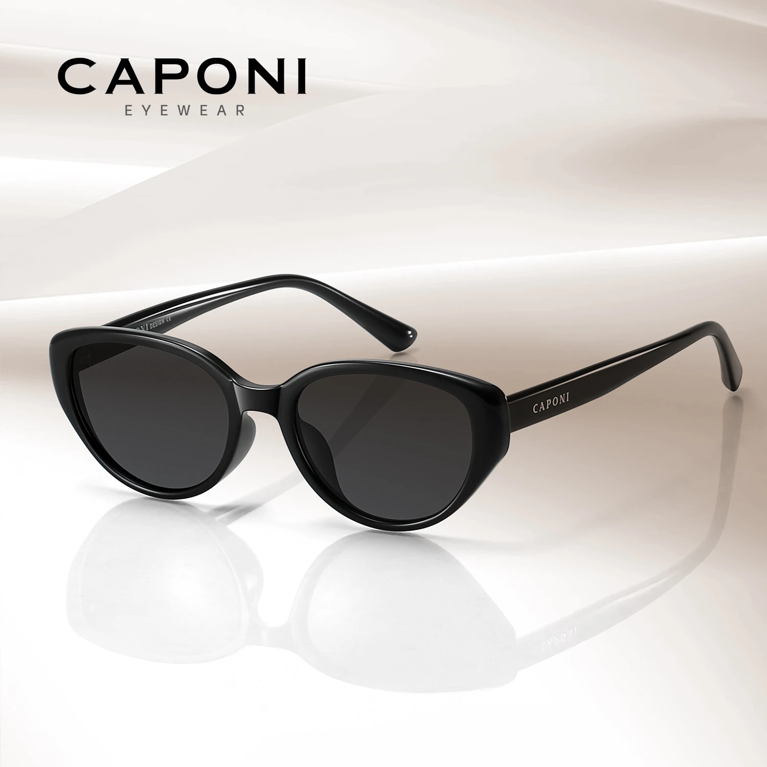 caponi-偏光女性サングラスアウトドアファッションヴィンテージデザインブランドキャットアイ眼鏡-tr90-ブラウン-uv400-ブラウンシェード-cp23096