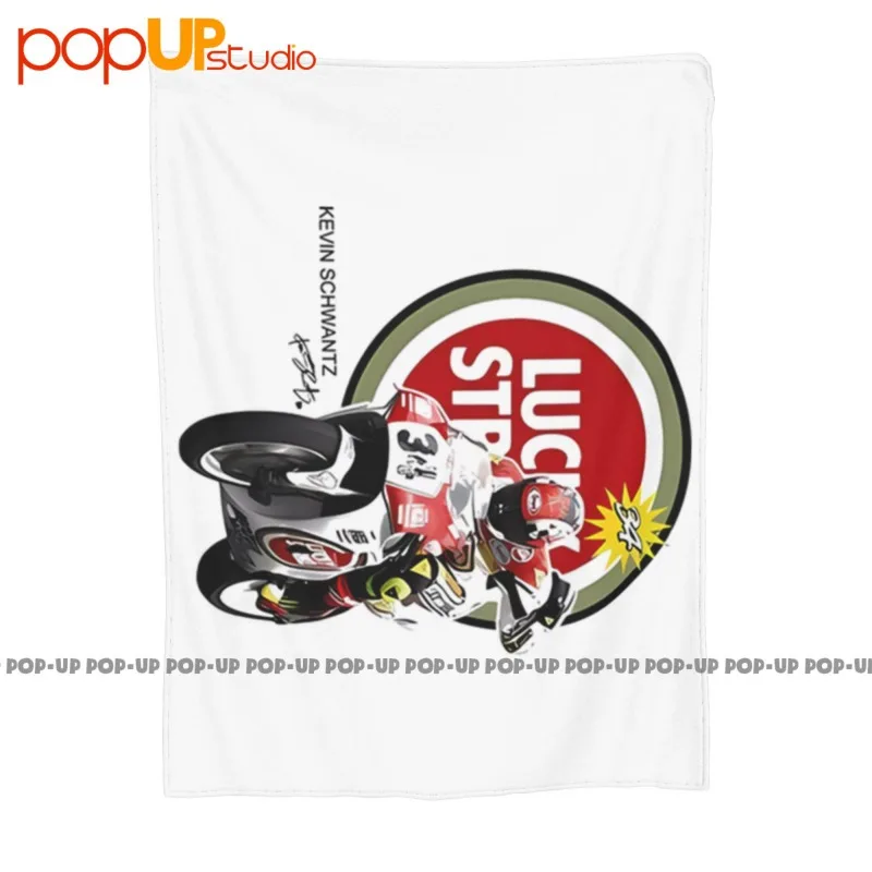 بطانية Kevin Schwantz Team Lucky Strike Signature فائقة النعومة، غطاء أريكة شتوي، أغطية سرير #2